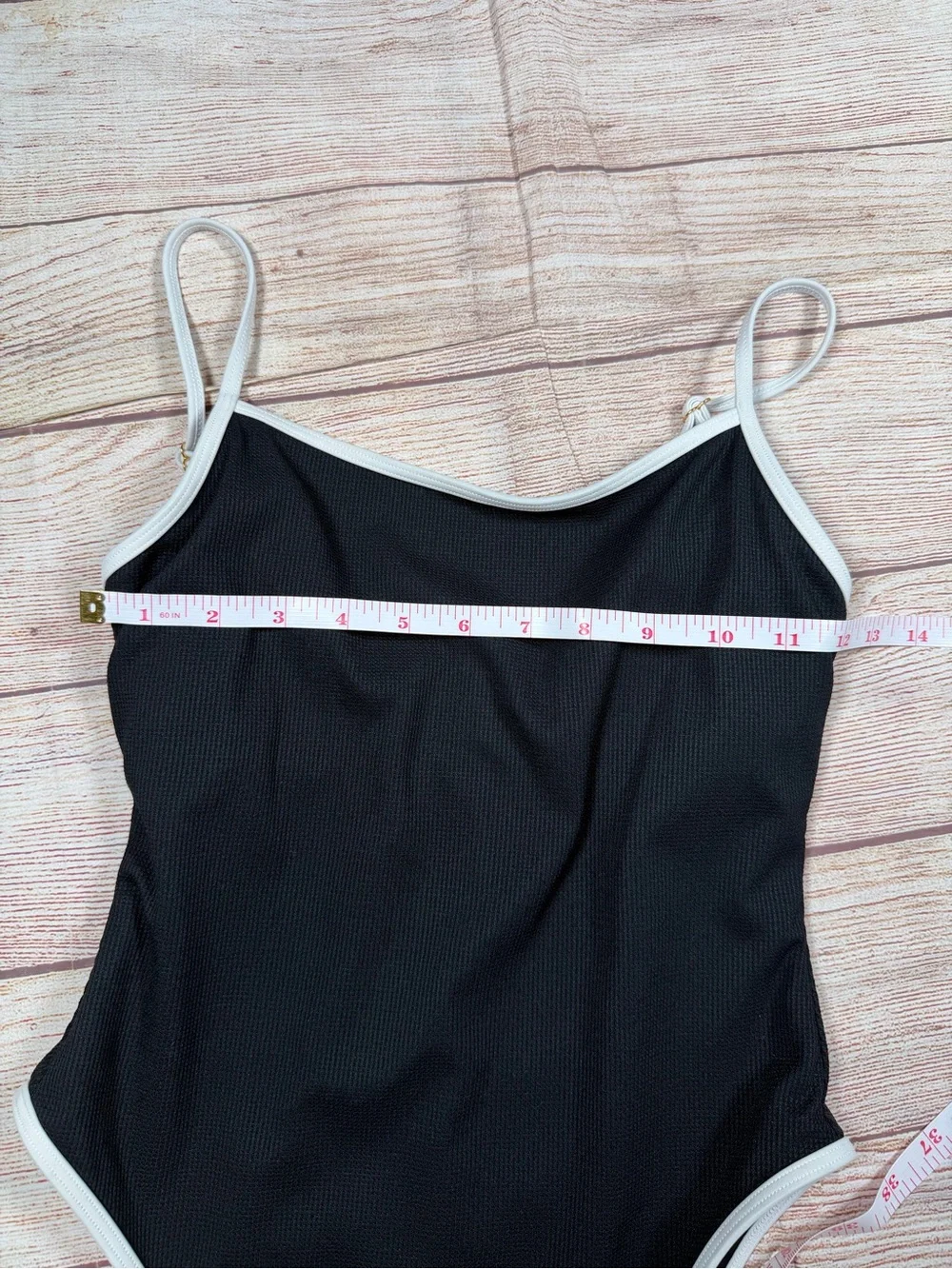 L'Academie Black One-Piece Swimsuit with White Trim